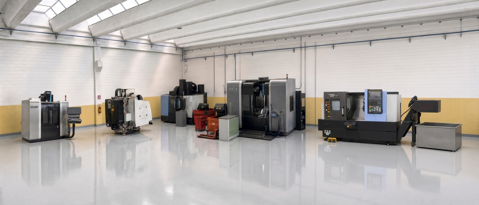 The machine shop: the Hurco and Doosan machining centres and the Puma lathe
